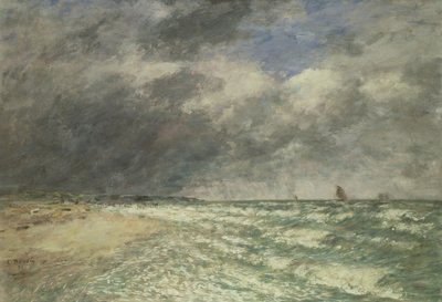 Winderig Weer boven de Zee, Deauville door Eugene Louis Boudin